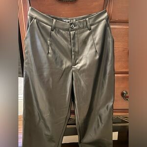 Black faux leather pants